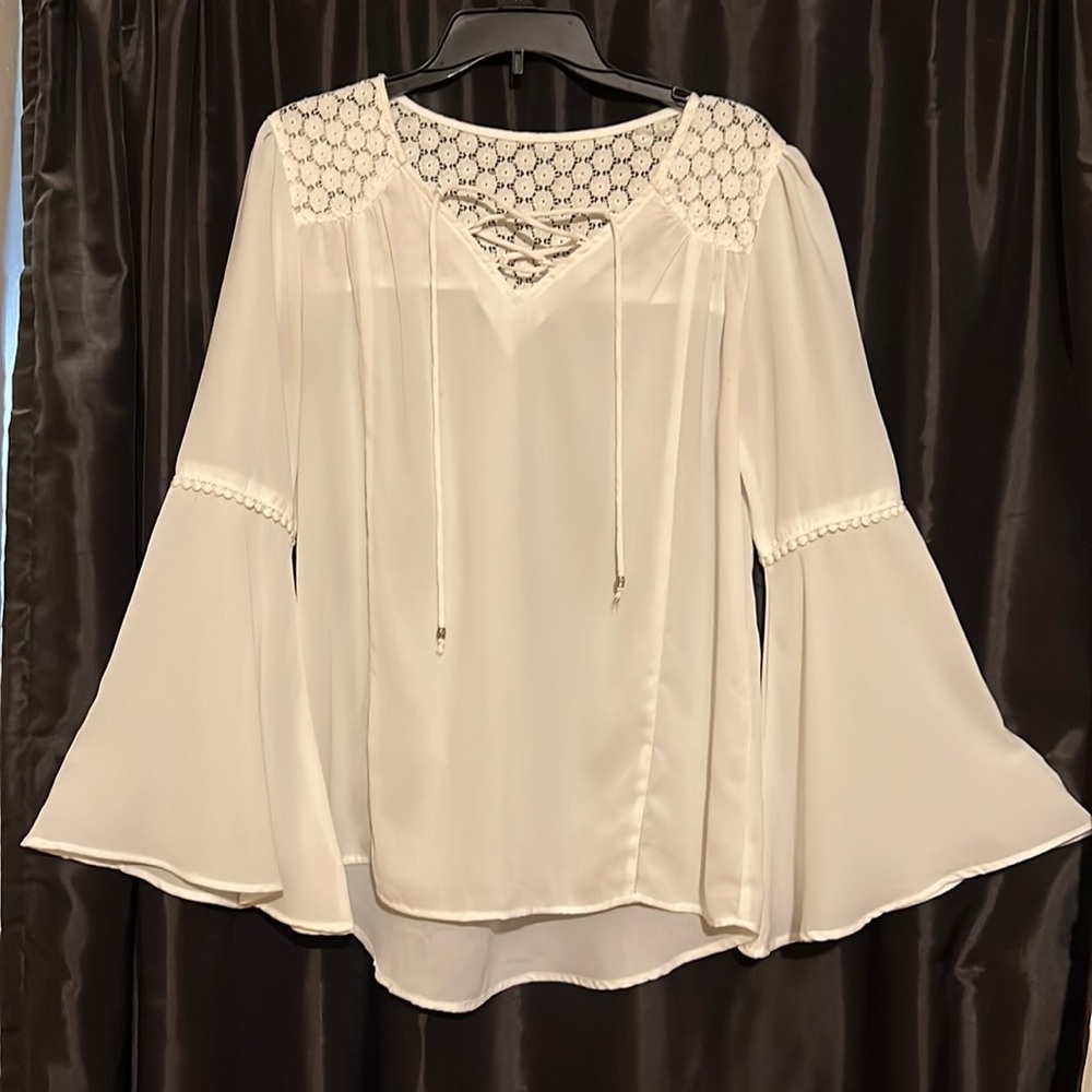 NY&Co bell sleeve white tunic.